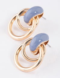 Gold Double Ring Enamel Earrings - link has visual effect only