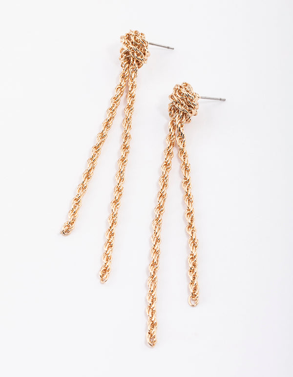 Gold Rope Knotted Drop Earrings