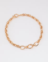 Gold Multi Link Statement Necklace - link has visual effect only