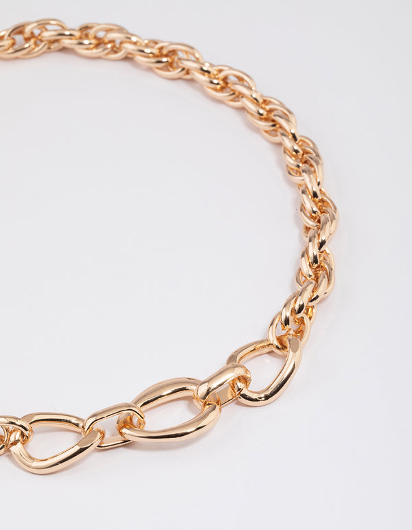 Gold Multi Link Statement Necklace