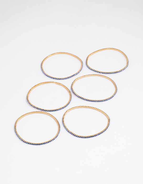 Gold Fine Cupchain Stretch Bracelet 6-Pack