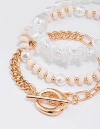 Gold Toggle Pearl Bracelet Pack - link has visual effect only