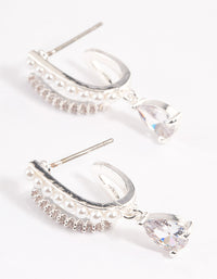 Silver Plated Cubic Zirconia Pearl Drop Earrings - link has visual effect only