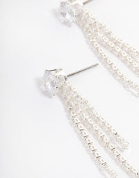 Silver Plated Round Cubic Zirconia Cupchain Drop Earrings - link has visual effect only