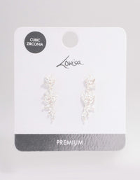 Silver Plated Cubic Zirconia Marquise Cluster Drop Earrings - link has visual effect only