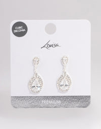 Silver Plated Cubic Zirconia Marquise Drop Earrings - link has visual effect only