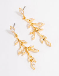 Gold Plated Cubic Zirconia Marquise Leaf Drop Earrings - link has visual effect only