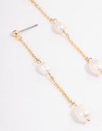 Gold Plated Long Chain Freshwater Pearl Stud Earrings - link has visual effect only