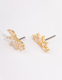 Gold Plated Cubic Zirconia Half Fan Stud Earrings - link has visual effect only