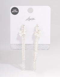 Silver Plated Cubic Zirconia Baguette Knot Drop Earrings - link has visual effect only