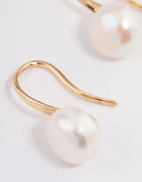 Gold Plated Freshwater Pearl Small Hook Drop Earrings - link has visual effect only