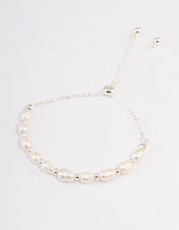 Silver Plated Freshwater Pearl Ball Toggle Bracelet - link has visual effect only