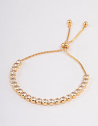 Gold Plated Round Cubic Zirconia Toggle Tennis Bracelet - link has visual effect only