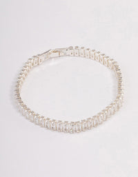 Silver Plated Baguette Tennis Bracelet - link has visual effect only