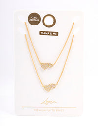 Gold Plated Cubic Zirconia Linked Hearts Necklace Pack - link has visual effect only