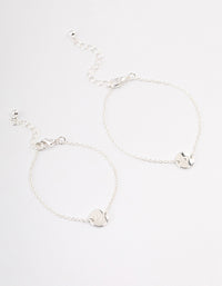 Silver Plated Heart Disc Bracelet Pack - link has visual effect only