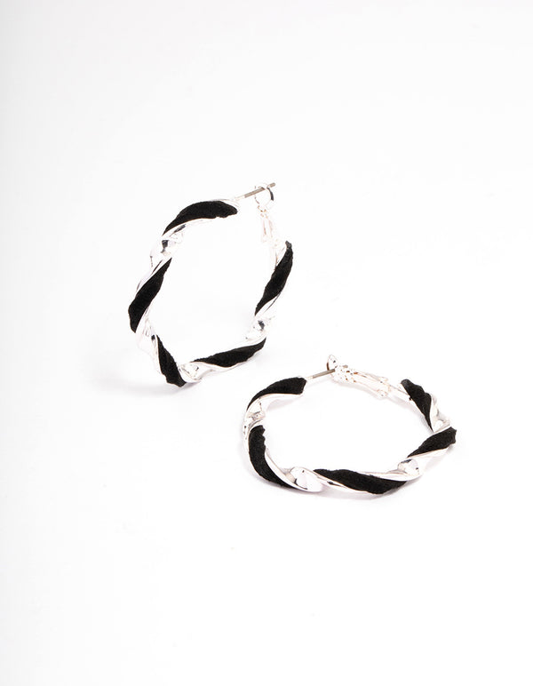 Black Twisted Hoop Earrings