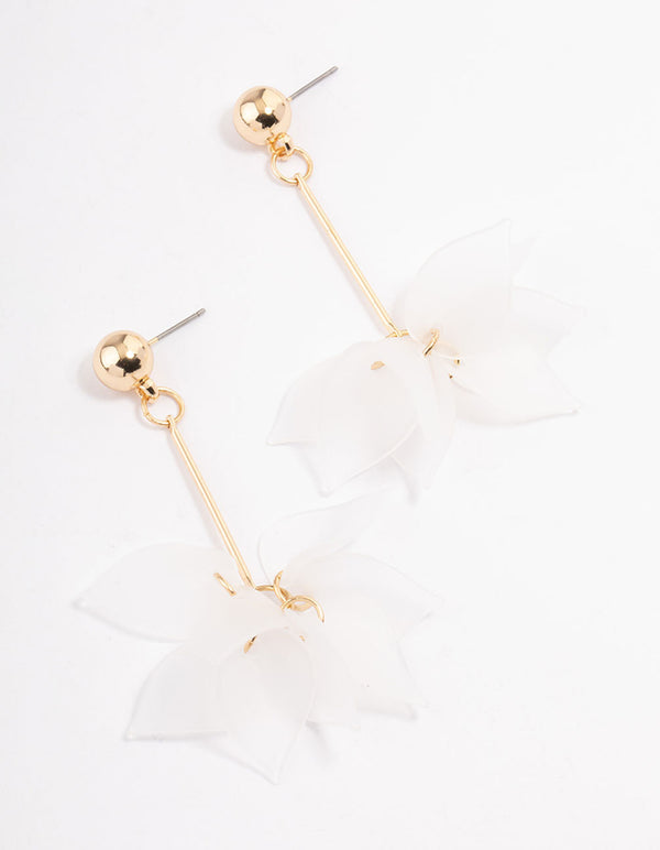 White Stack Pearl Cluster Drop Earrings