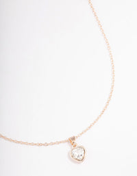 Rose Gold Encased Diamante Heart Necklace - link has visual effect only