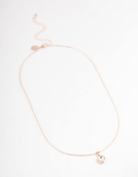 Rose Gold Encased Diamante Heart Necklace - link has visual effect only