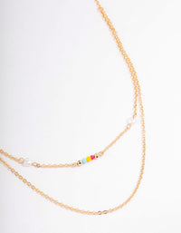 Gold Mixed Beaded & Pearl Station Necklace - link has visual effect only