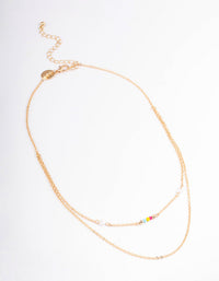 Gold Mixed Beaded & Pearl Station Necklace - link has visual effect only