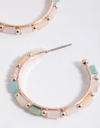 Rose Gold Mixed Bead Hoop Earrings - link has visual effect only