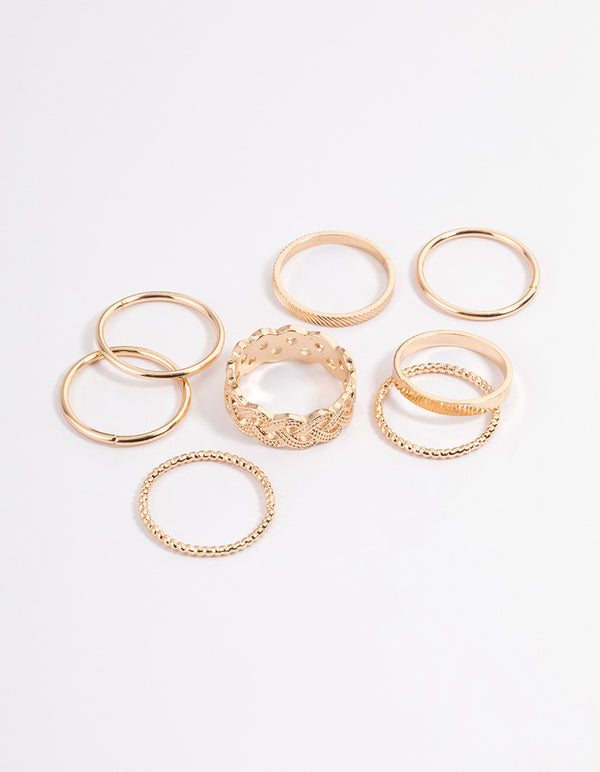 Gold Classic Braid Ring 8-Pack