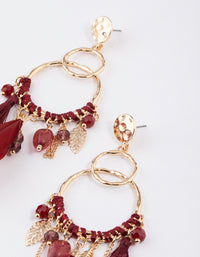 Gold Threaded Bead Feather Earrings - link has visual effect only