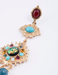 Gold Mixed Jewel Drop Chandbali Earrings - link has visual effect only