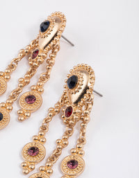 Worn Gold  Vintage Boho Charm Drop Earrings - link has visual effect only