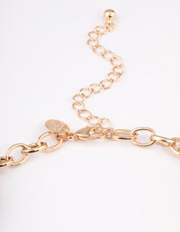 Gold Mixed Oval Link Necklace - link has visual effect only