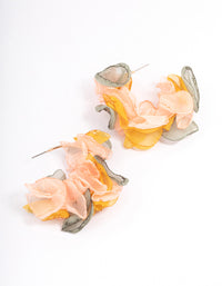 Gold Layered Pink Flower Hoop Earrings - link has visual effect only