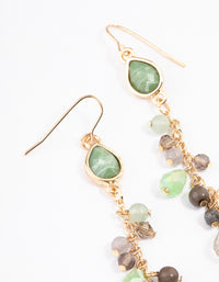 Gold Mixed Beaded Chain Drop Earrings - link has visual effect only