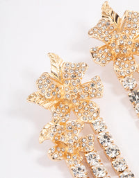 Gold Statement Diamante Flower Drop Earrings - link has visual effect only