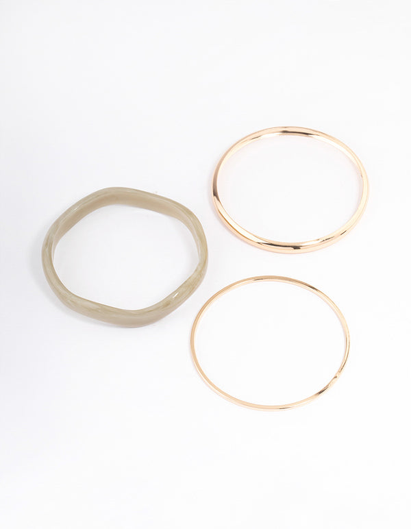 Gold Organic Shape Bangle Pack