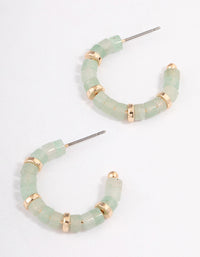 Gold Green Aventurine Mixed Disc Beaded Hoop Earrings - link has visual effect only