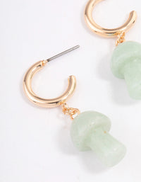 Gold Green Aventurine Moon & Mushroom Huggie Earrings - link has visual effect only