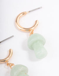 Gold Green Aventurine Moon & Mushroom Huggie Earrings - link has visual effect only