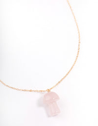 Gold Rose Quartz Moon & Mushroom Pendant Necklace - link has visual effect only