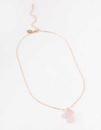 Gold Rose Quartz Moon & Mushroom Pendant Necklace - link has visual effect only