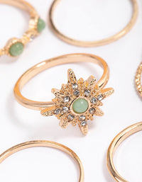 Gold Green Aventurine Star Stacker Rings - link has visual effect only