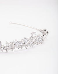 Rhodium Cubic Zirconia Mixed Marquise Floral Crown - link has visual effect only