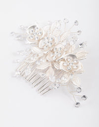 Silver Cubic Zirconia Floral Burst Hair Comb - link has visual effect only