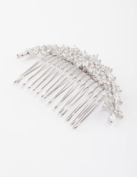 Silver Cubic Zirconia Floral Arch Hair Comb - link has visual effect only