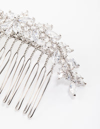 Silver Cubic Zirconia Floral Arch Hair Comb - link has visual effect only