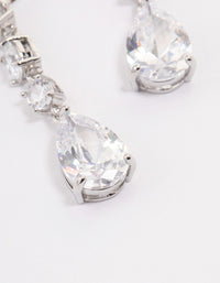 Rhodium Graduating Stone Pear Drop Earrings - link has visual effect only