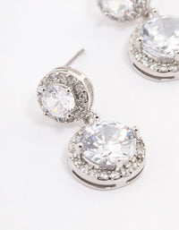 Silver Double Halo Round Drop Earrings - link has visual effect only