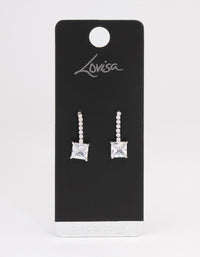 Rhodium Cupchain Square Drop Earrings - link has visual effect only