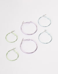 Silver Metallic Hoop Earrings Pack - link has visual effect only